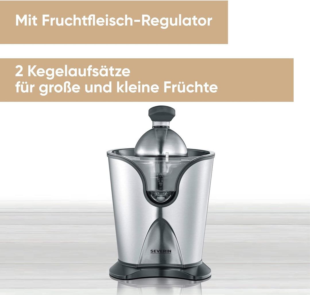 SEVERIN Zitruspresse mit Fruchtfleisch-Regulator, Orangenpresse garantiert hohe Ausbeute, Zitronenpr