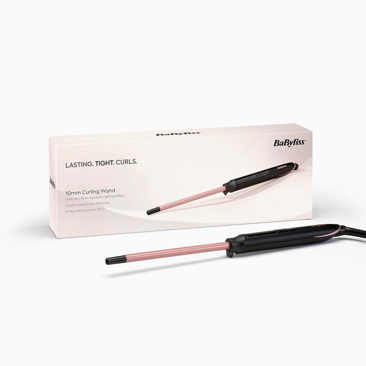 BaByliss 10mm Curling Wand Lockenstab mit Quartz-Keramik Beschichtung für Enge Afro-Locken, rosa Sch