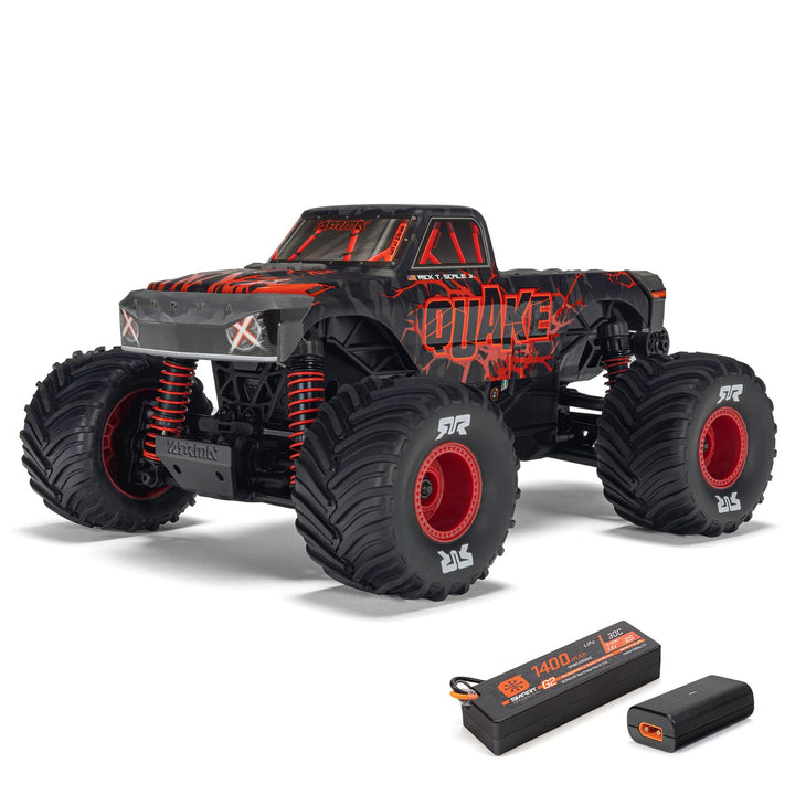 ARRMA RC Truck 1/16 Quake GROM 4X4 RTR Brushed Monster Truck (Akku & Ladegerät enthalten), Rot, ARA2