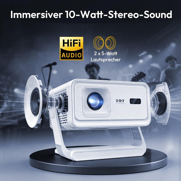 Xgody A1 Smart Beamer Heimkino Projector, Unterstützt 4K 1080P Projektor mit WiFi 6 und Bluetooth 5.
