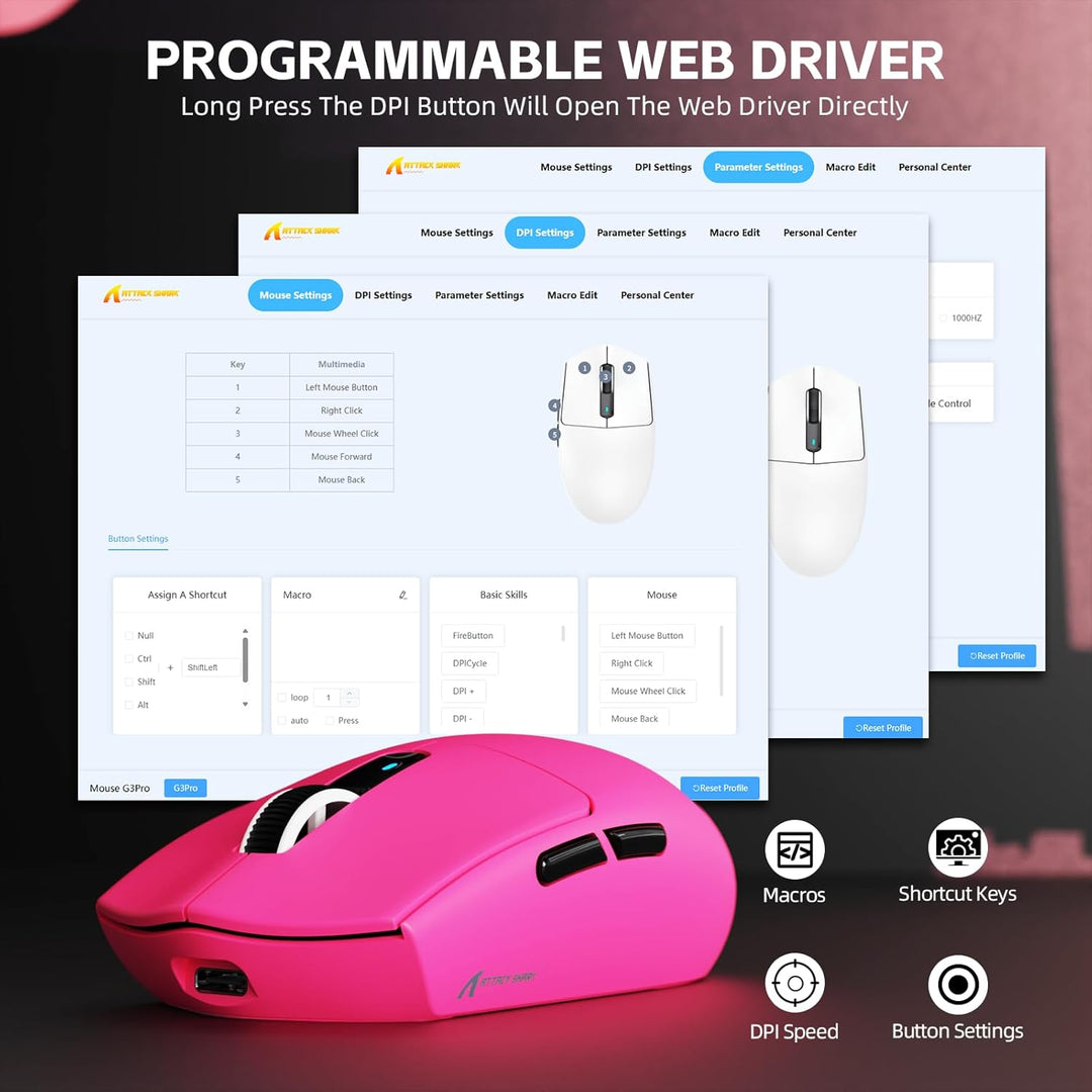 ATTACK SHARK G3PRO Kabellose Gaming-Maus mit Magnetischer Ladestation, PixArt PAW3311-Sensor, Bis zu