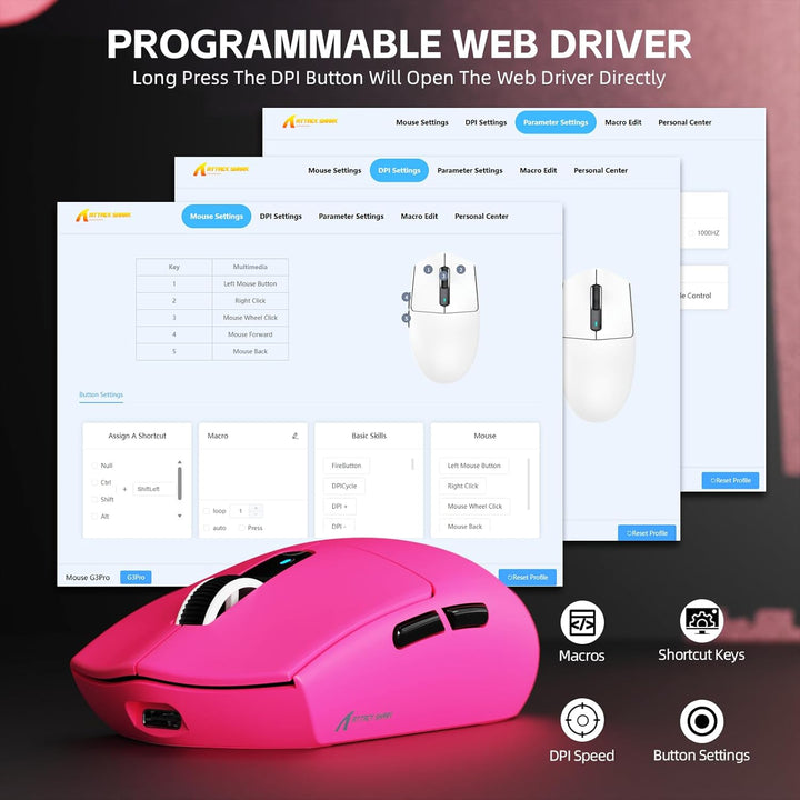 ATTACK SHARK G3PRO Kabellose Gaming-Maus mit Magnetischer Ladestation, PixArt PAW3311-Sensor, Bis zu