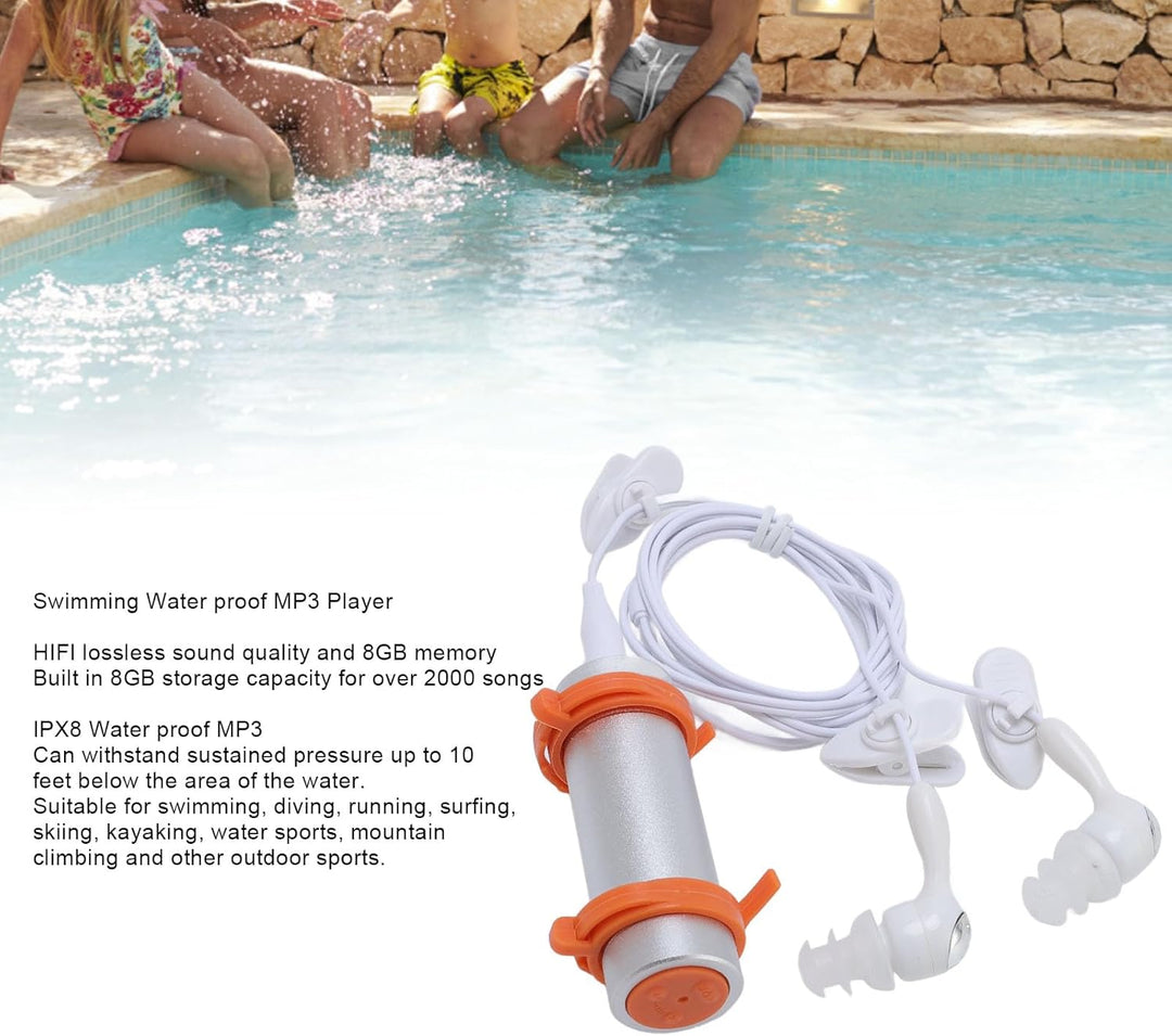 wasserdichte MP3 -Player Zum Schwimmen, Geniessen Sie Bis zu 2.000 Songs, 8 GB Unterwassermusik Play
