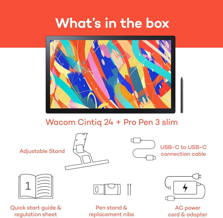 Wacom Cintiq 24 Zeichenbrett Pro Pen 3, 24 Zoll WQHD Display, Auflösung 2560 x 1440, mit verstellbar
