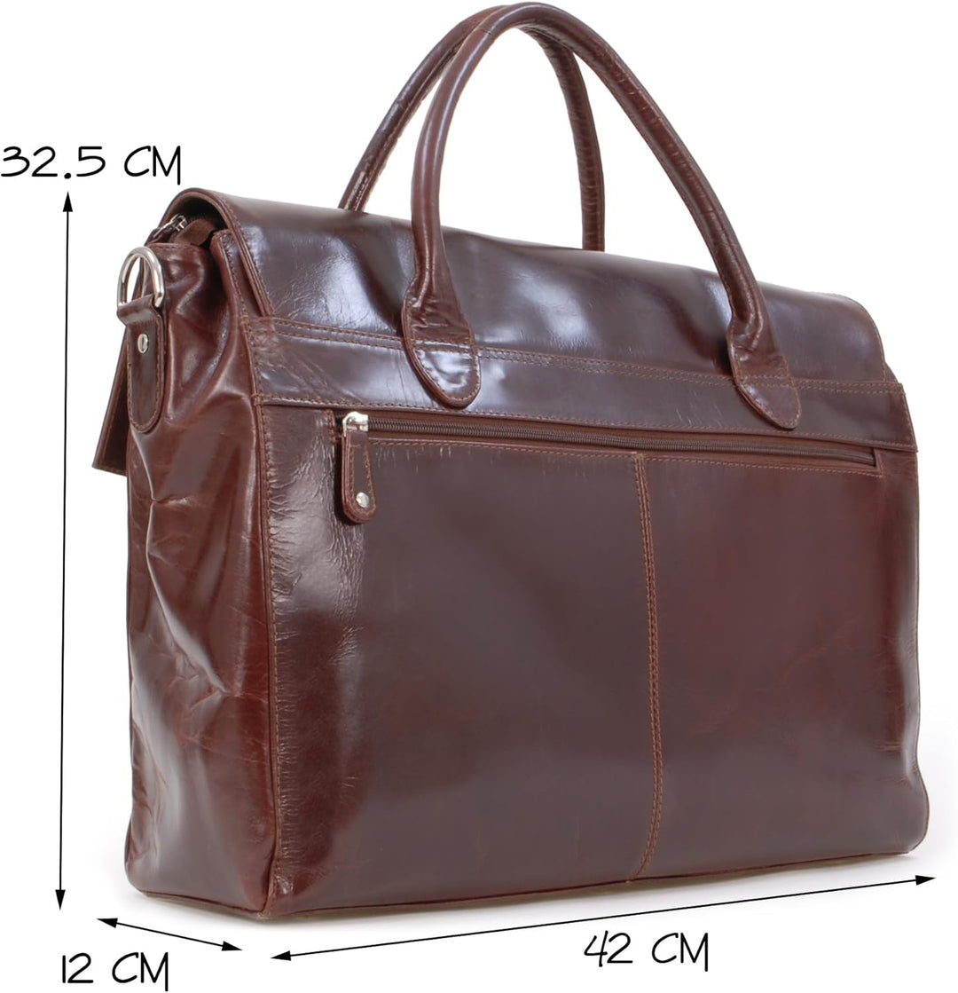 Catwalk Collection Handbags - Damen Leder Laptoptasche 17 Zoll - Arbeitstasche Extra Gross - Aktenta