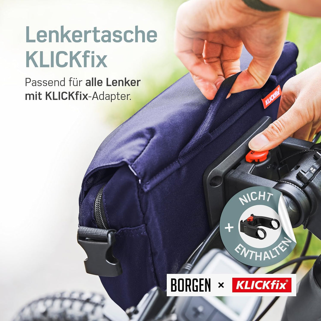 Borgen KLICKfix Lenkertasche Fahrrad - Wasserabweisende und geräumige Fahrrad Lenkertasche 5 L - Fah