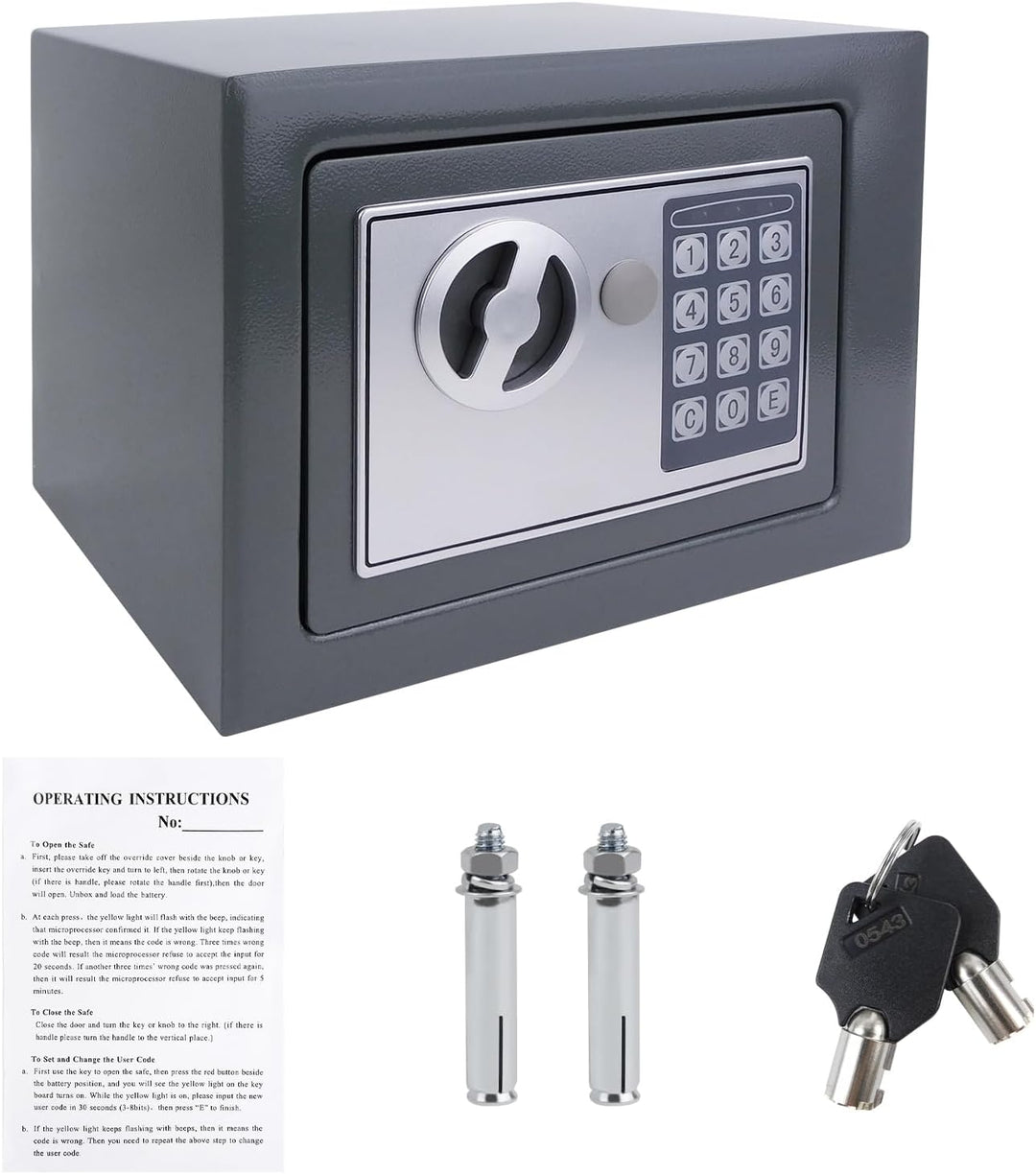 Tresor mit Zahlenschloss und 2 Schlüssel Möbeltresore Geldkassette Feuerfest Klein Stahlsafe Mini Tr