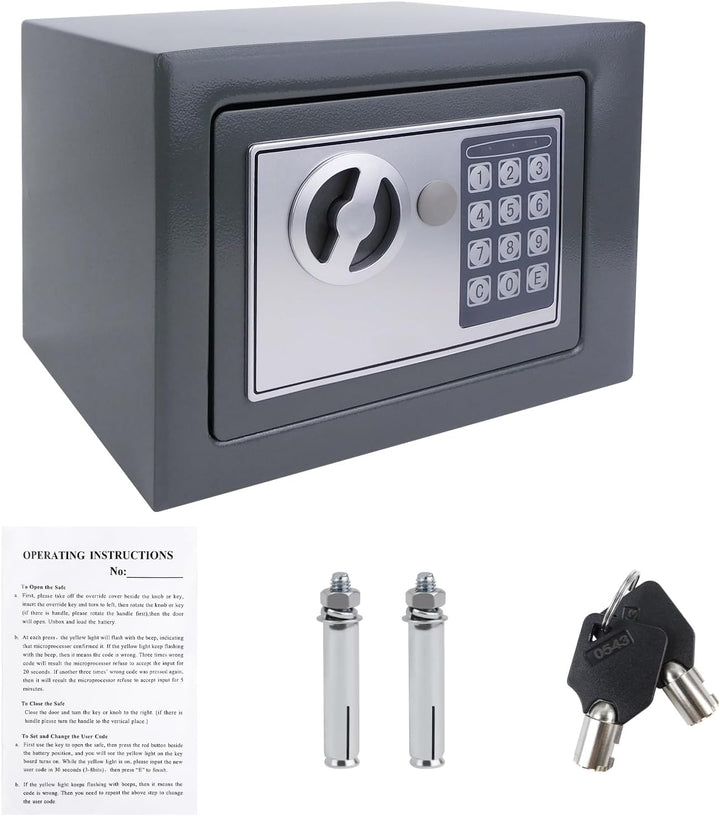 Tresor mit Zahlenschloss und 2 Schlüssel Möbeltresore Geldkassette Feuerfest Klein Stahlsafe Mini Tr