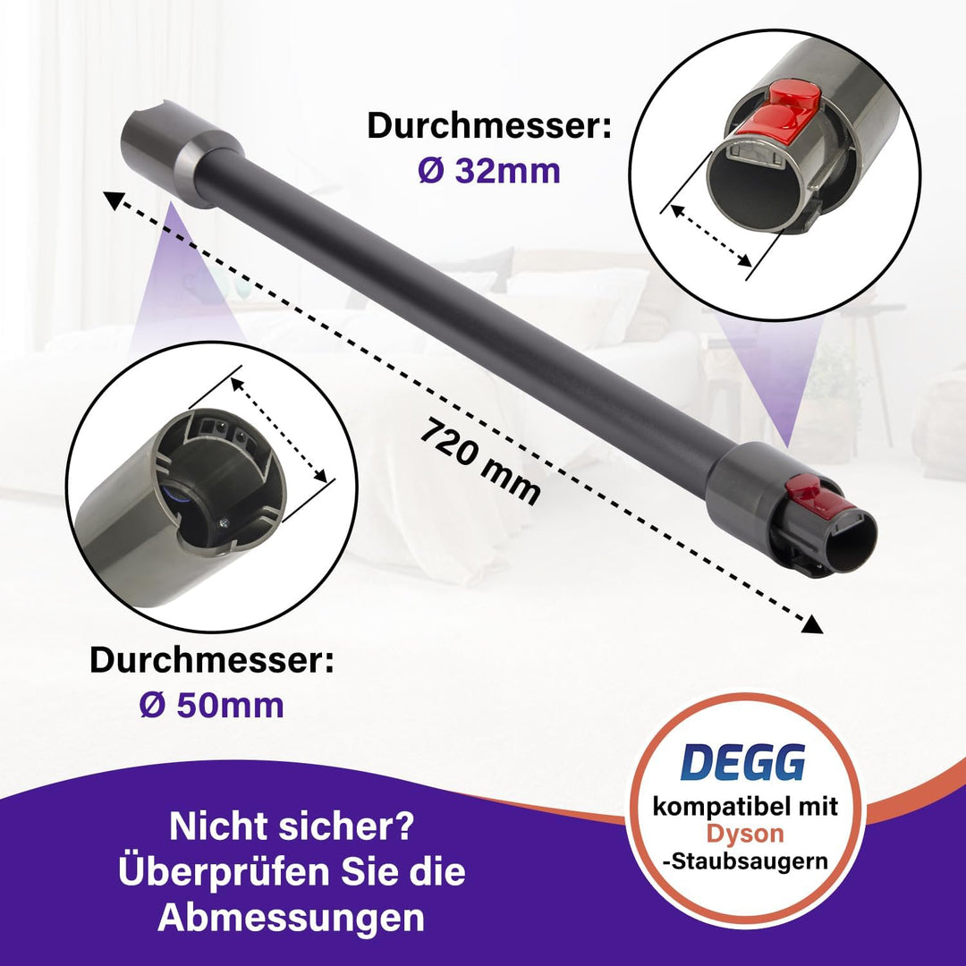 DEGG Staubsaugerrohr - Kompatibel mit Dyson V7, V8, V10, V11 und V15 Teleskoprohr 32MM, Verlängerung