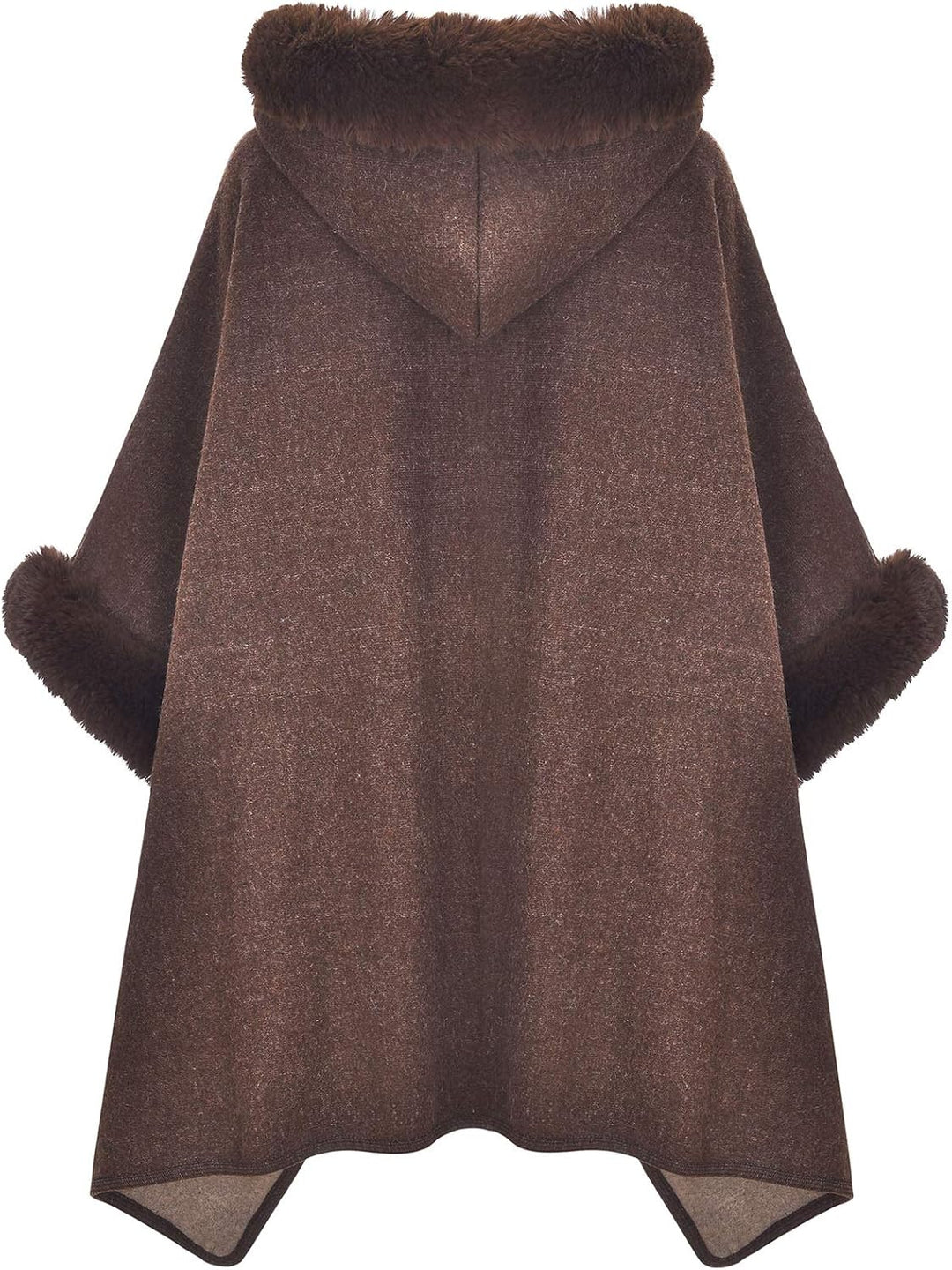 ZLYC Damen Winter Umhang Strickjacke Warm Kunstpelz Mäntel Poncho Cape mit Kapuze Einheitsgrösse Bra
