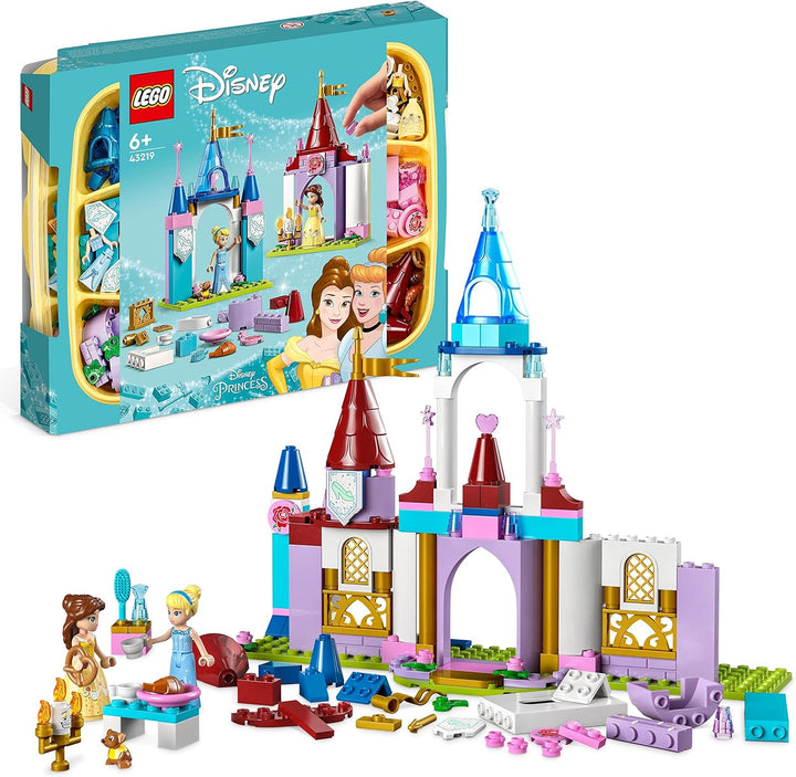 LEGO 43219 Disney Princess Kreative Schlösserbox, Spielzeug Schloss Spielset mit Belle und Cinderell