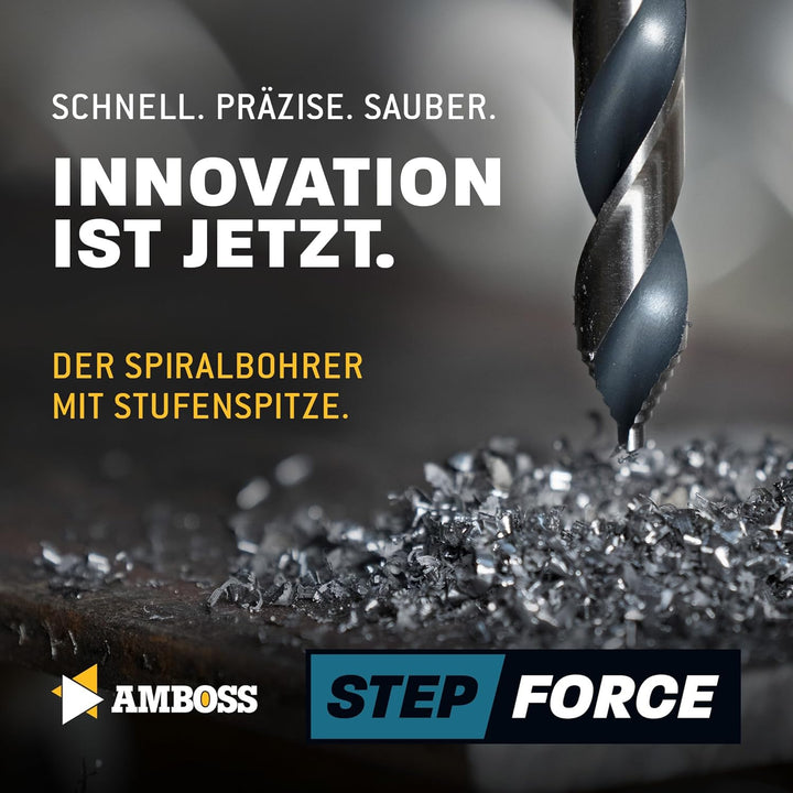 Spiralbohrer Step Force 25tlg. SET Ø1-13 mm - HSS-G DIN 338 für Stahl, Baustahl, Alu, Buntmetalle AM