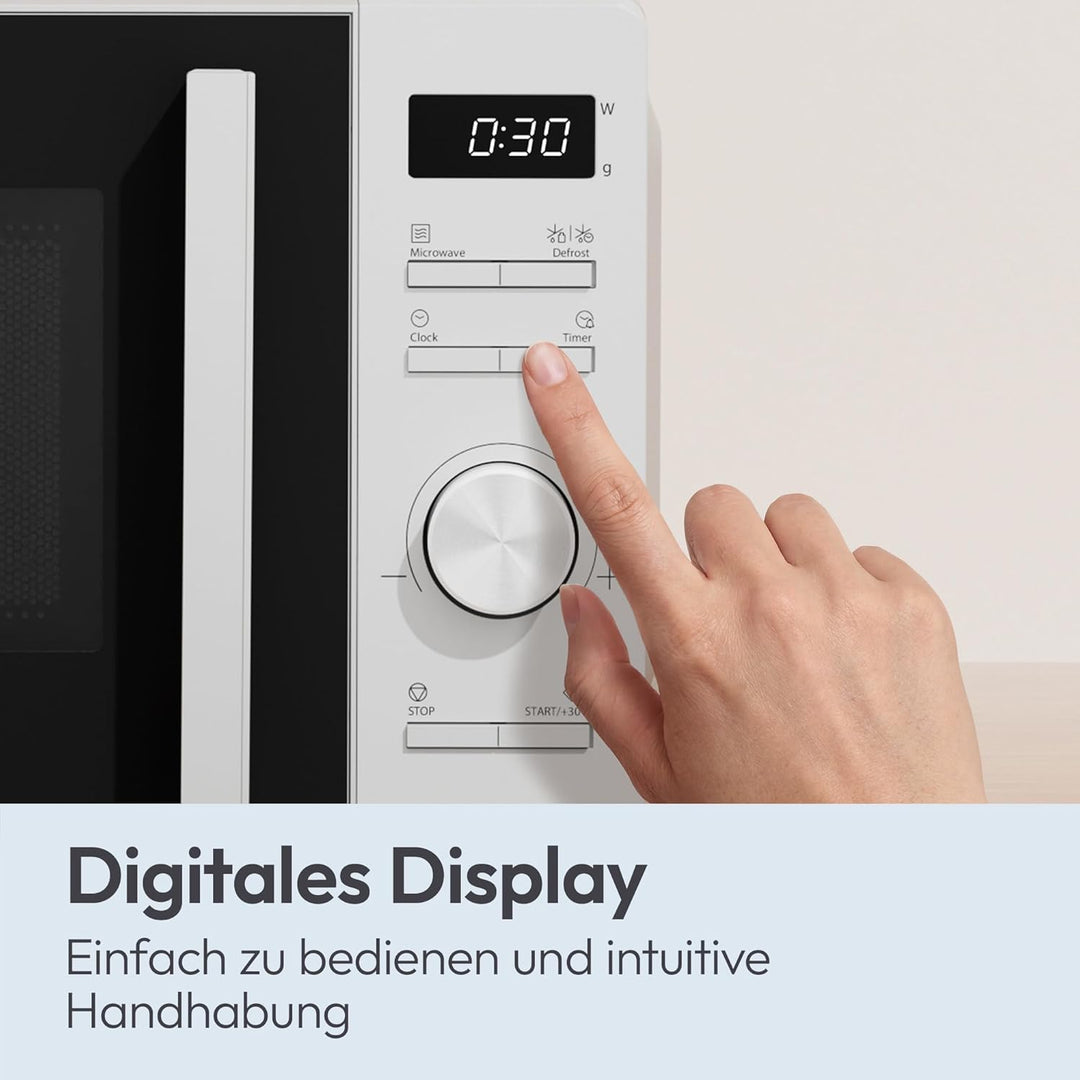 Candy Mikrowelle freistehend bis 700 Watt, Mikrowellengerät mit Drehteller, 5 Leistungsstufen, 8 Aut