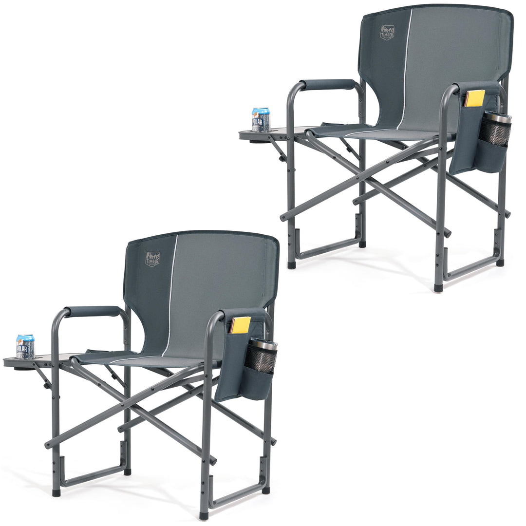 TIMBER RIDGE 2er Campingstuhl Faltbar 180kg Regiestuhl klappbar mit Seitentisch Angelstuhl mit Seite