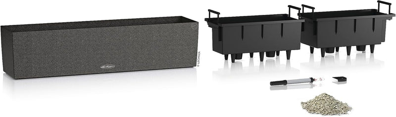 LECHUZA BALCONERA Stone 80 graphitschwarz 15662 79x19x19 cm Graphitschwarz, 79x19x19 cm Graphitschwa
