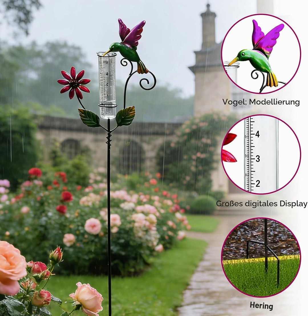 Regenmesser für Garten, Gartendeko Regenmesser Frostsicher, 119cm Gartenstecker Regenmesser, Nieders