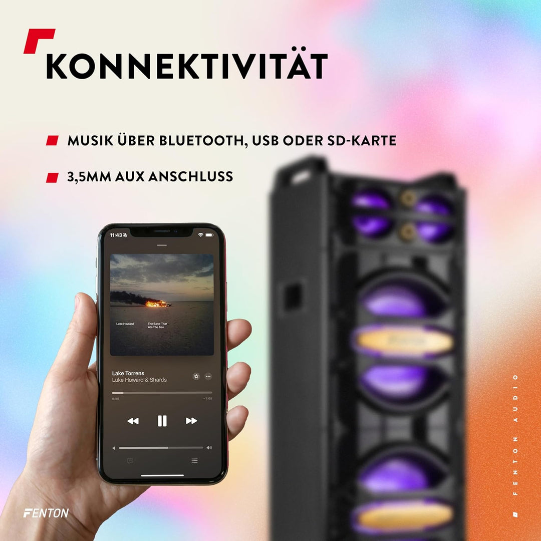Fenton LIVE2102 - Partybox Bluetooth, Karaoke Maschine, Musikbox Bluetooth Gross, Karaoke Anlage mit