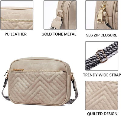 BOSTANTEN Damen Handy Umhängetasche, Crossbody Bag mit verstellbarem Breiter Gurt, PU Leder Gesteppt