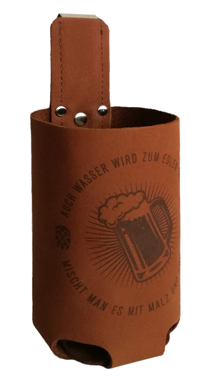 Bierholster Hopfen & Malz 0,5l – Das Original aus echtem Leder – Bier Holster Bierhalter Bottlebag