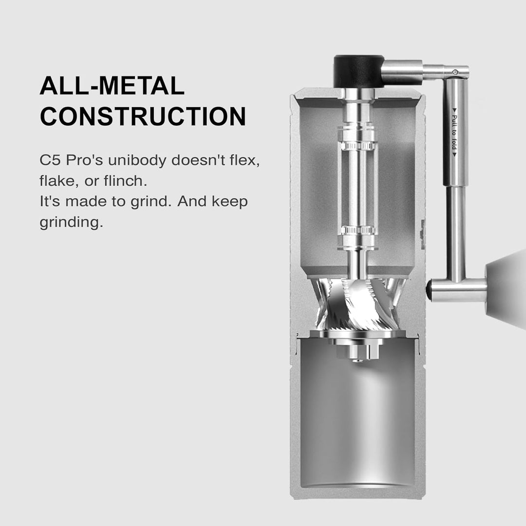 TIMEMORE C5 Pro Handkaffeemühle mit S2C-042-III Kegelmahlwerk, 0.031mm Präzisionsverstellung, vollme