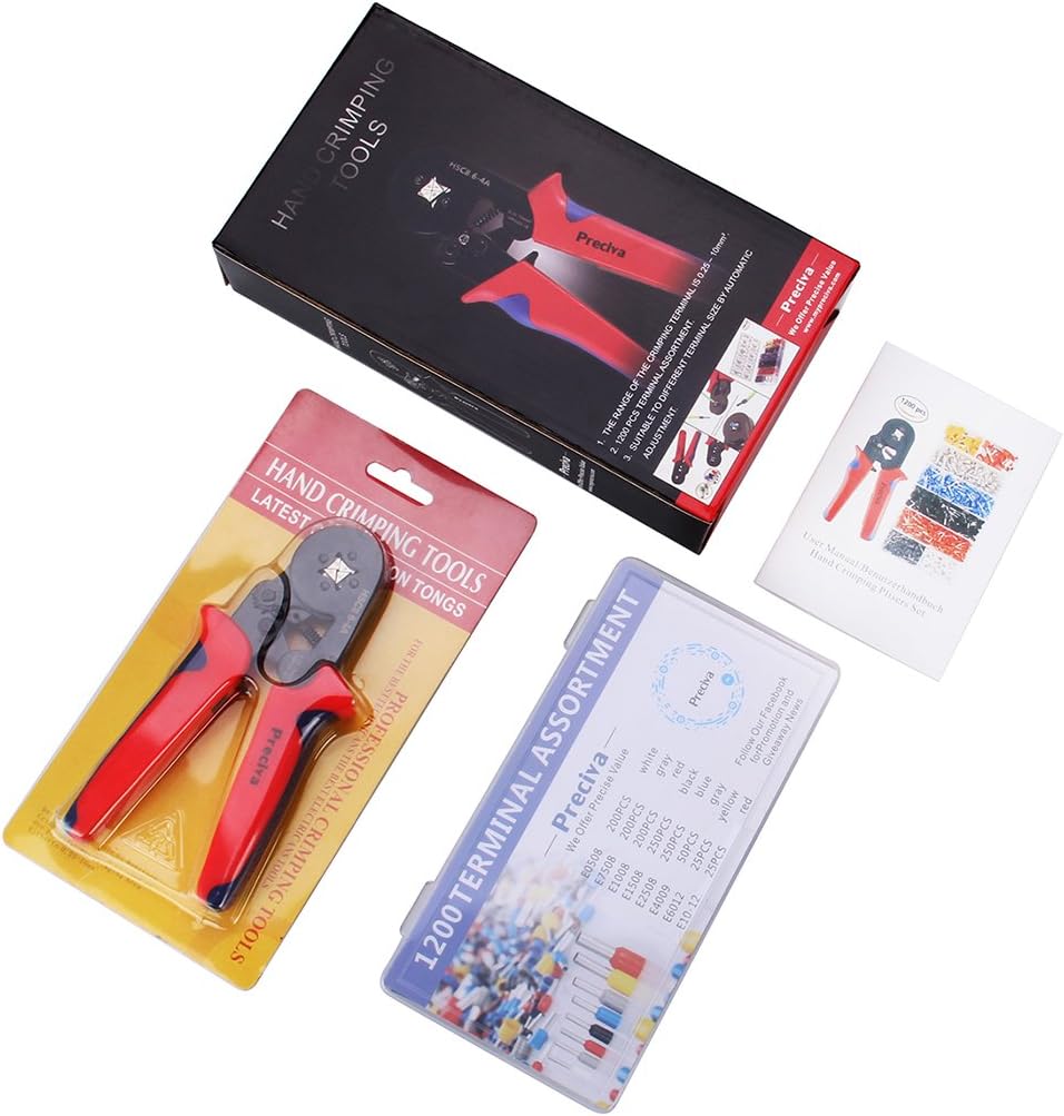Crimpzangen Aderendhülsen Set, Preciva Aderendhülsenzange mit 1200 stück Aderendhülsen Tool Kit 0,25