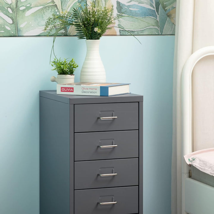 HollyHOME Mobiler Aktenschrank mit 5 Schubladen, rollender Aktenorganisator, Aufbewahrungsschrank au