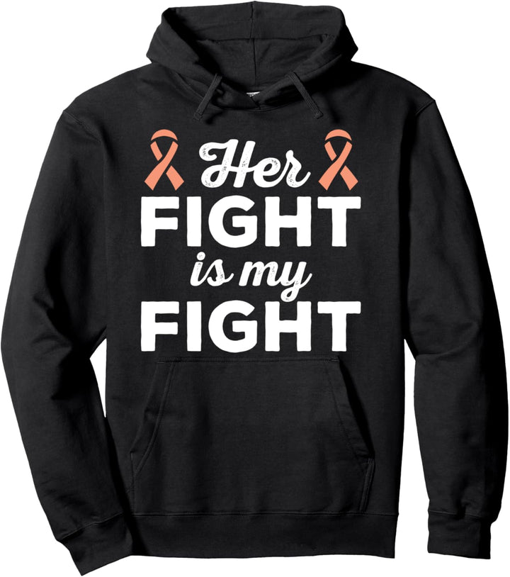 Endometriumkrebs Ihr Kampf Pfirsich Gebärmutterkrebs-Bewusst Pullover Hoodie