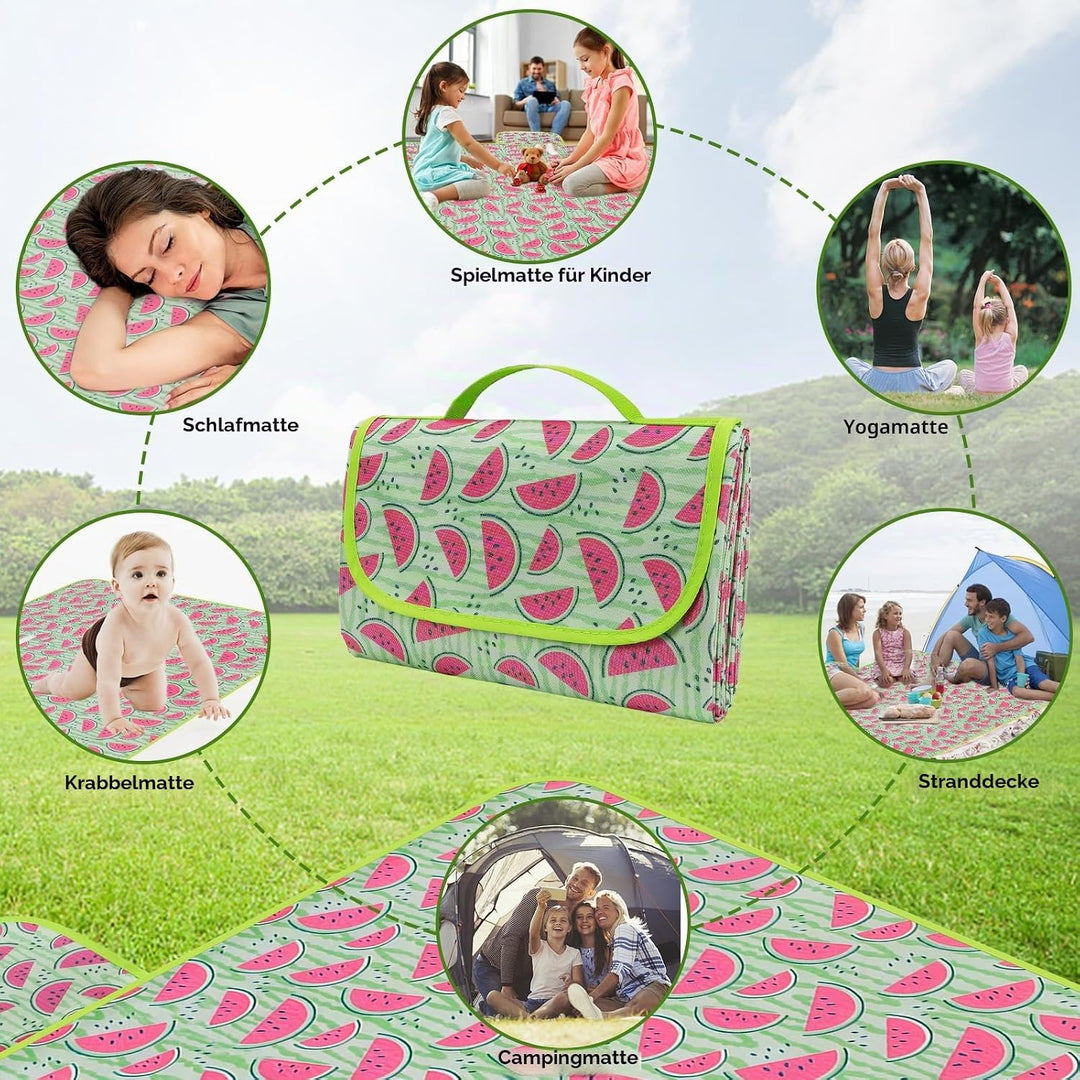 Ninonly Picknickdecke Wasserdicht Picknickdecke 200x200cm Tragbare Waschbar Extra Grosse Stranddecke