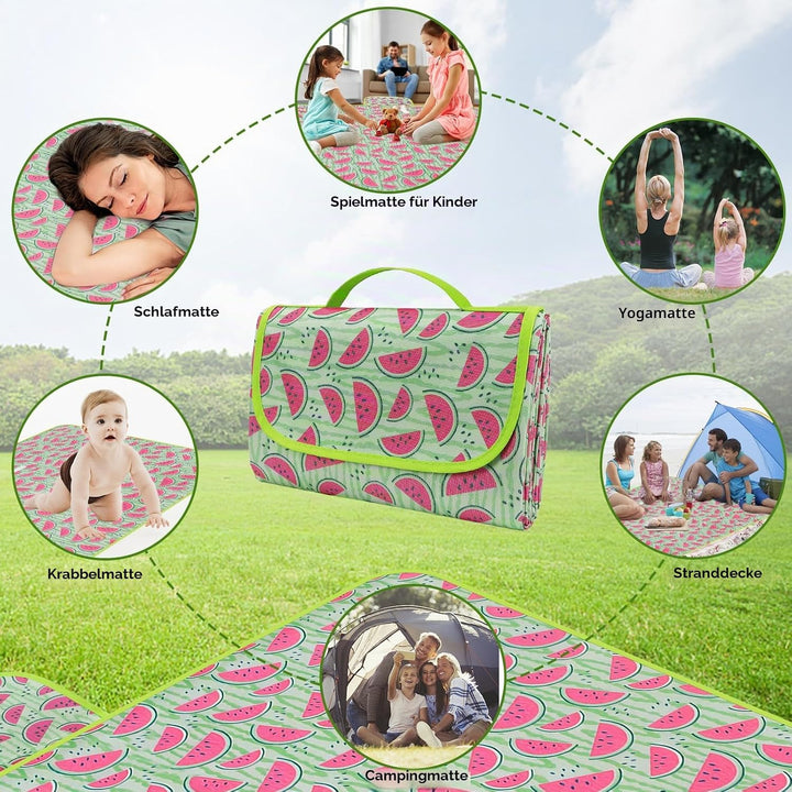Ninonly Picknickdecke Wasserdicht Picknickdecke 200x200cm Tragbare Waschbar Extra Grosse Stranddecke