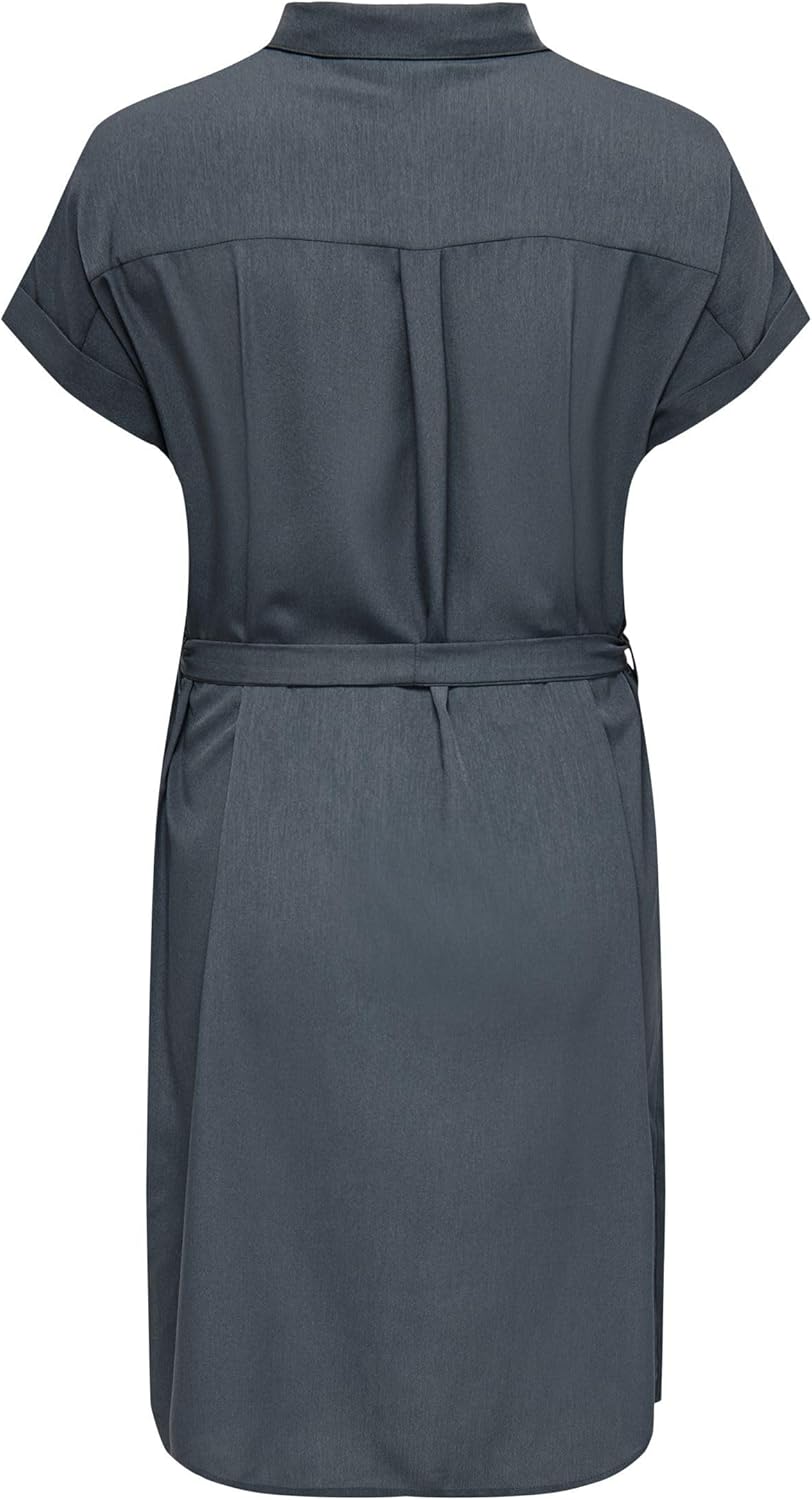 ONLY Damen Cardiega Ss Blk Shirt Dress WVN Noos Kleid 42 Grosse Grössen India Ink, 42 Große Gr&