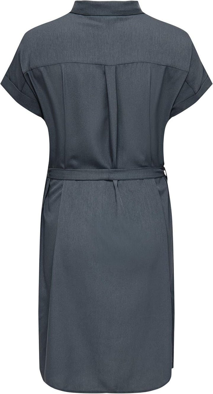 ONLY Damen Cardiega Ss Blk Shirt Dress WVN Noos Kleid 42 Grosse Grössen India Ink, 42 Große Gr&