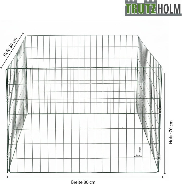 TRUTZHOLM Metall Kompostgitter Gartenkomposter werkzeugloser Aufbau 80 × 80 x70 cm Stahldraht pulver