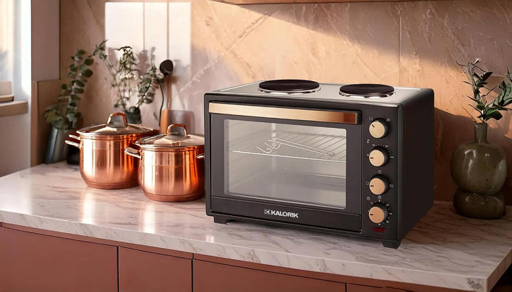 Kalorik - Minibackofen - Kochplatten 2er Elektrisch - mini Backofen 30 Liter - 2-in-1 Backofen und K
