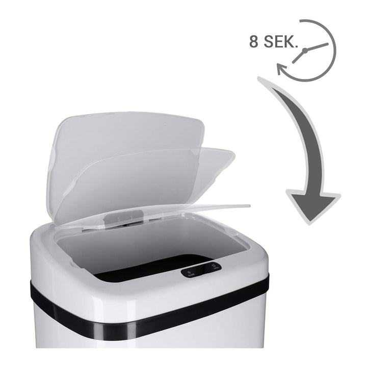 TP Sensor Müll-Eimer, Abfall-Behälter aus Edelstahl, automatischer Deckel, eckig, ca. 50 Liter, geru