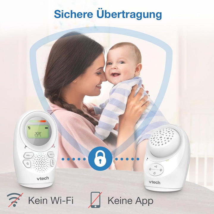 VTech Digitales Audio-Babyphon DM1212 – DECT-Technologie, Gegensprechfunktion, Geräuschpegelanzeige,