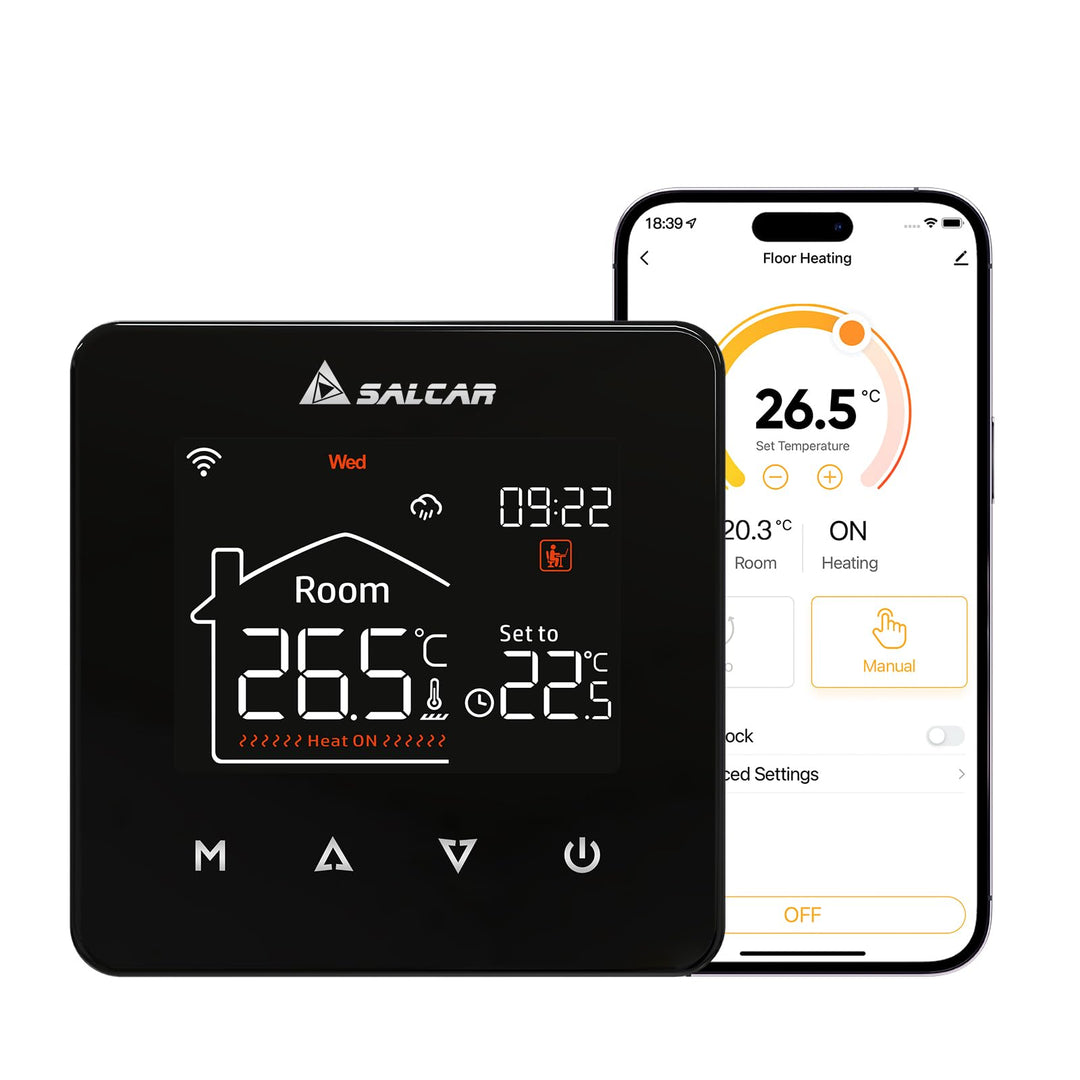 SALCAR WiFi Thermostat Heizung Smart für Wasser Fussbodenheizung Programmierbarer LCD Raumthermostat