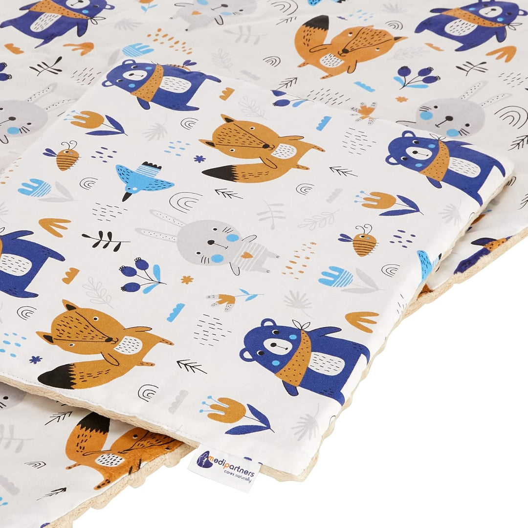 Medi Partners Babydecke Krabbeldecke mit Kissen 100% Baumwolle Minky Kinderdecke gross zweiseitig 75