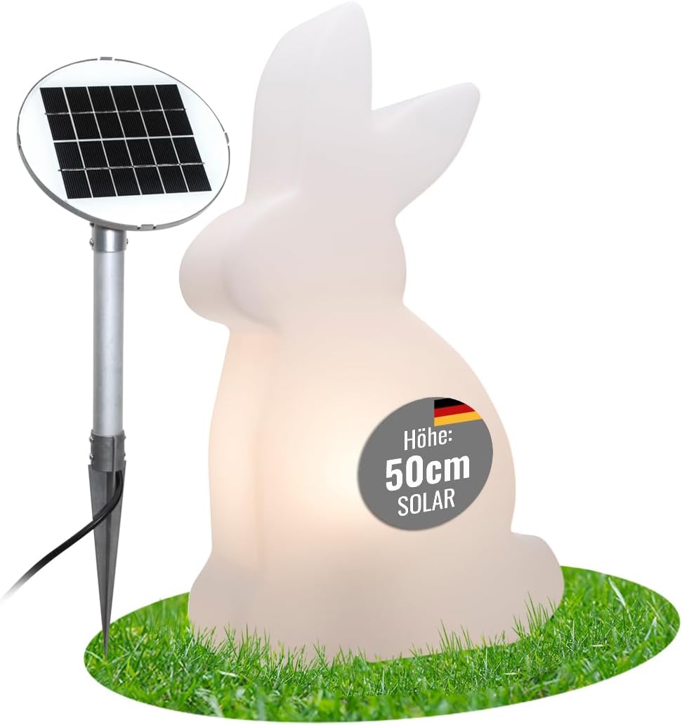 8 seasons design| LED Aussenleuchte Hase Solar Shining Rabbit (50 cm gross, warmweiss, Dämmerungssen