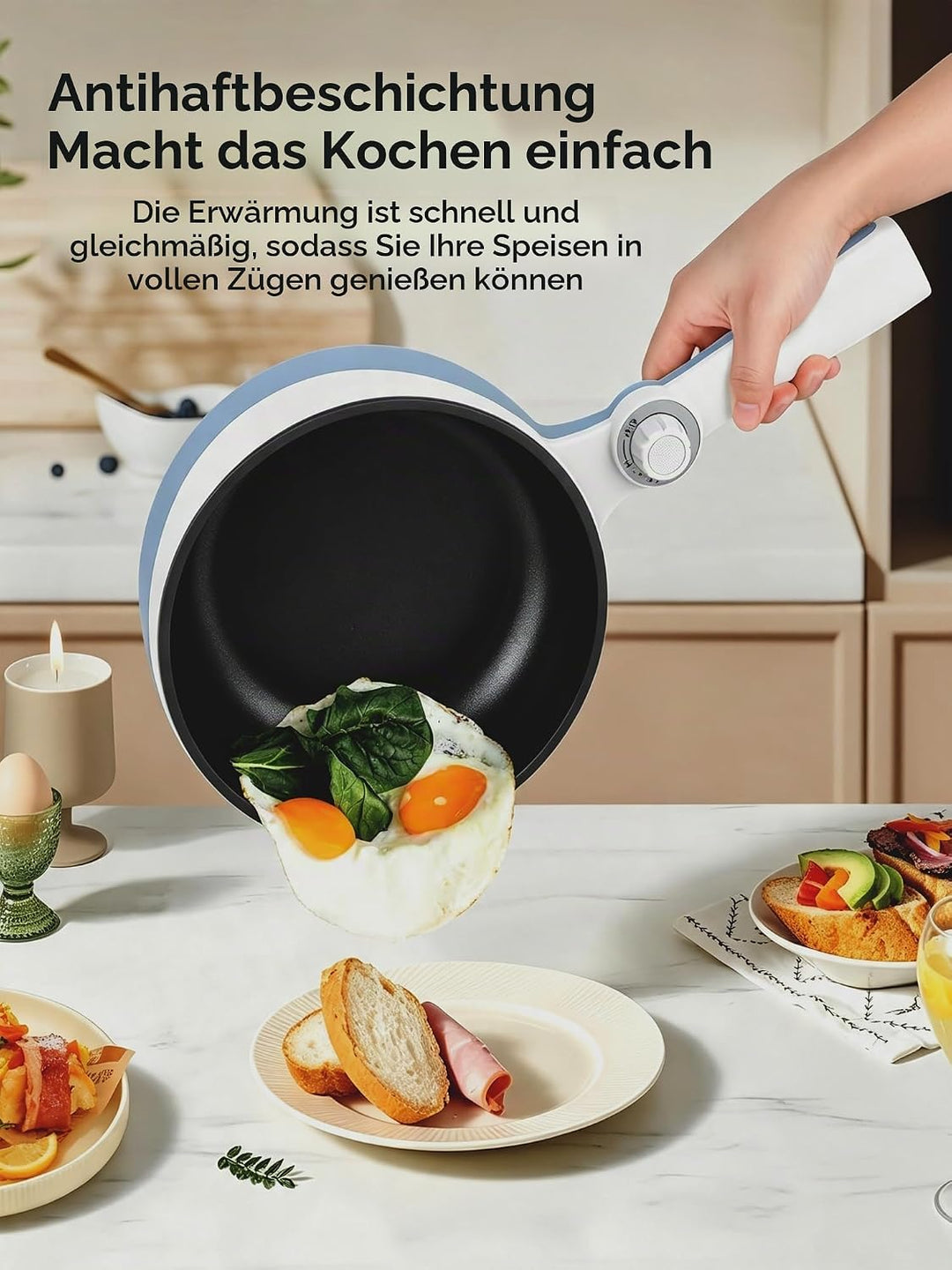 Audecook Elektrische Hot Pot mit Dampfgarer,Elektrische Bratpfanne, Hot Pot Topf 20cm, Antihaft Mini