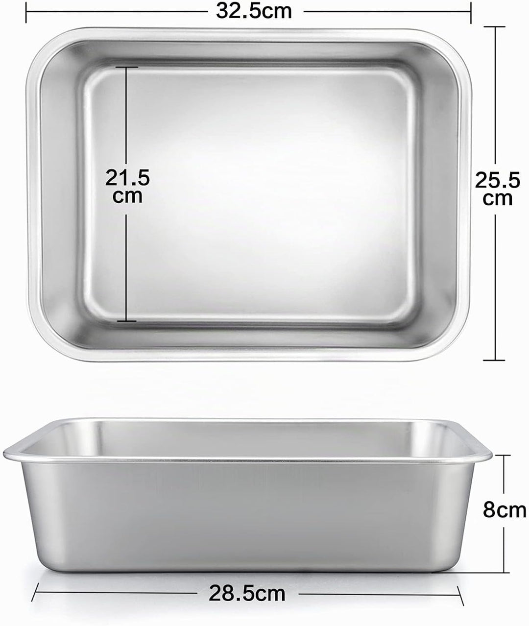 Homikit Auflaufform Set, Edelstahl Rechteckig Kuchenform Backform Tiramisu Form 2er Set, Ofenform Gr