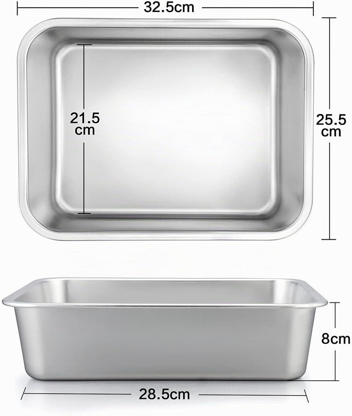 Homikit Auflaufform Set, Edelstahl Rechteckig Kuchenform Backform Tiramisu Form 2er Set, Ofenform Gr