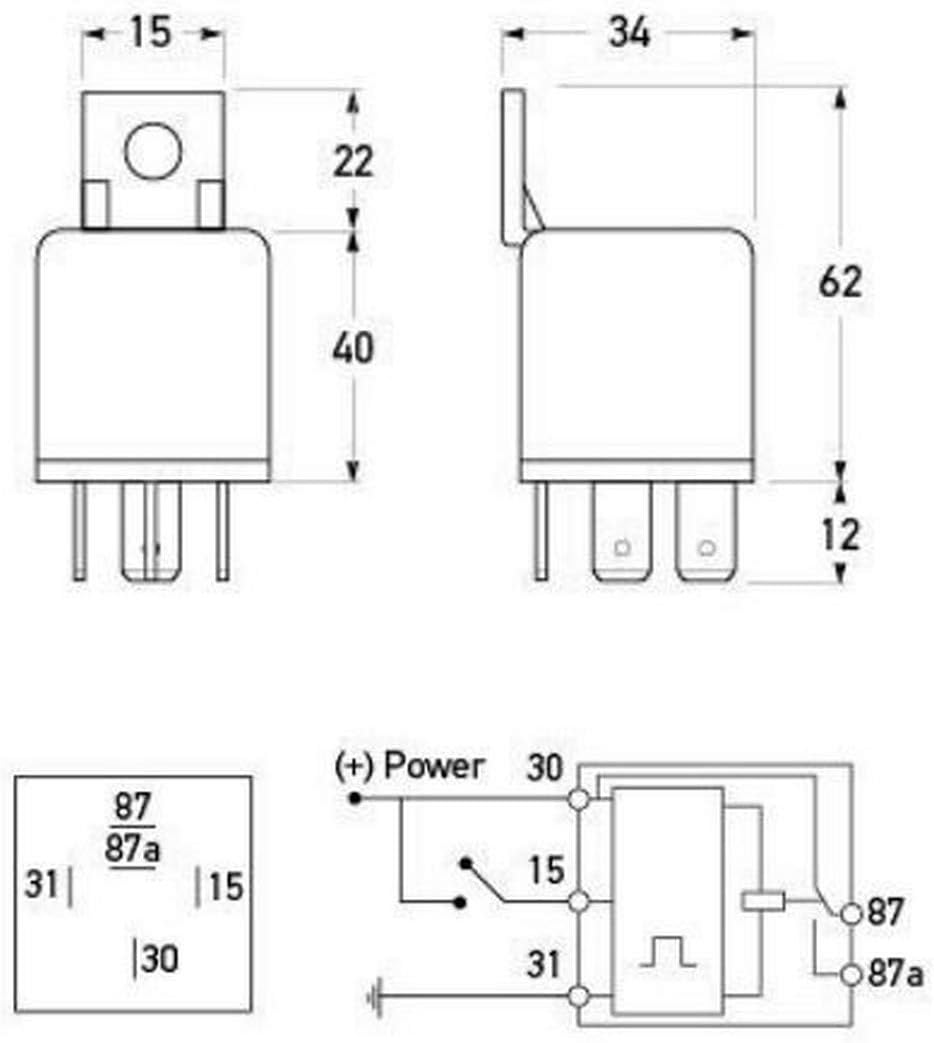 HELLA 5HE 996 152-131 Zeitrelais - 12V - Anschlussanzahl: 5 - Wechsler & 4RA 965 400-001 Minirelais,