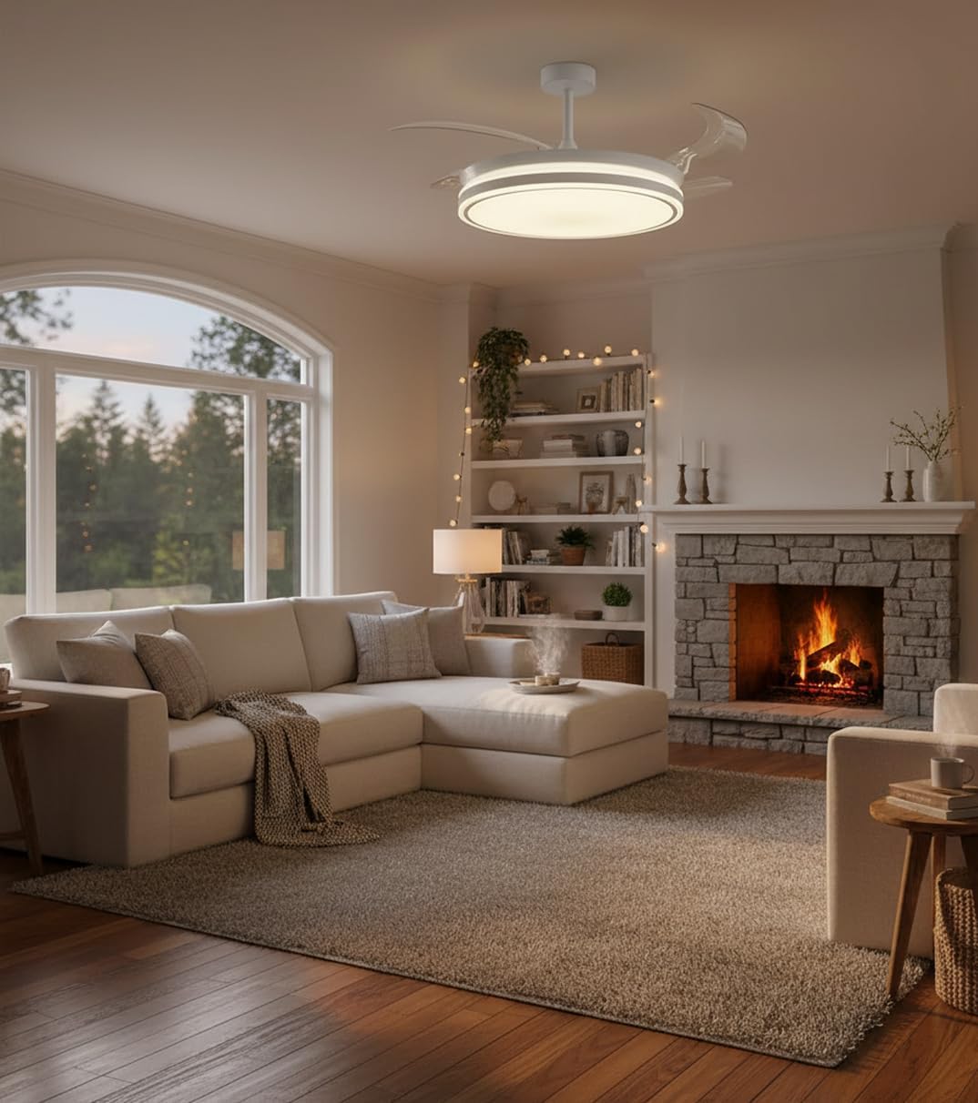 BEL AIR HOME ATENAS Deckenventilator, leiser DC-Motor, ausklappbare Flügel, LED-Licht, 36 W, 3 Tempe