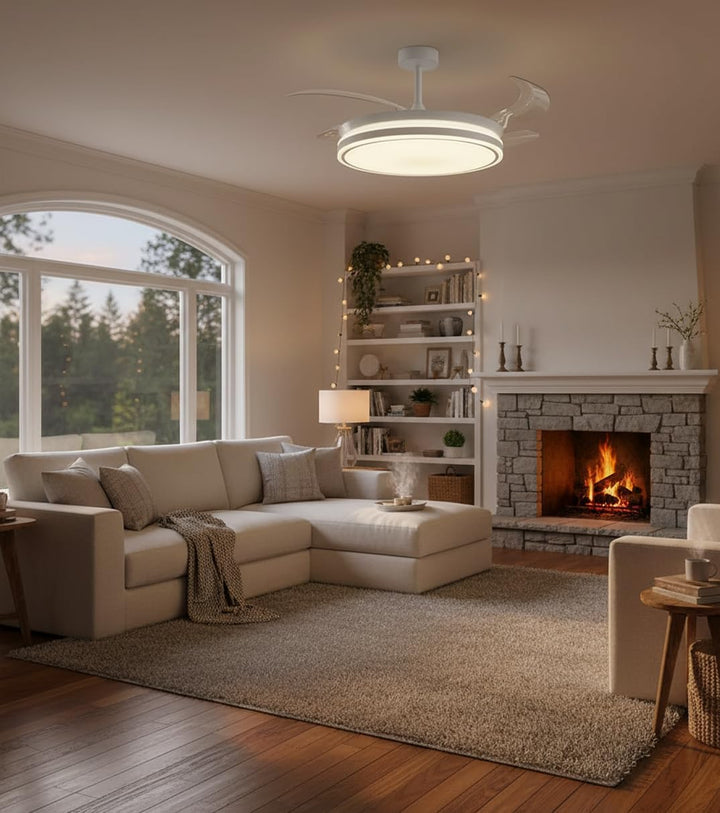 BEL AIR HOME ATENAS Deckenventilator, leiser DC-Motor, ausklappbare Flügel, LED-Licht, 36 W, 3 Tempe
