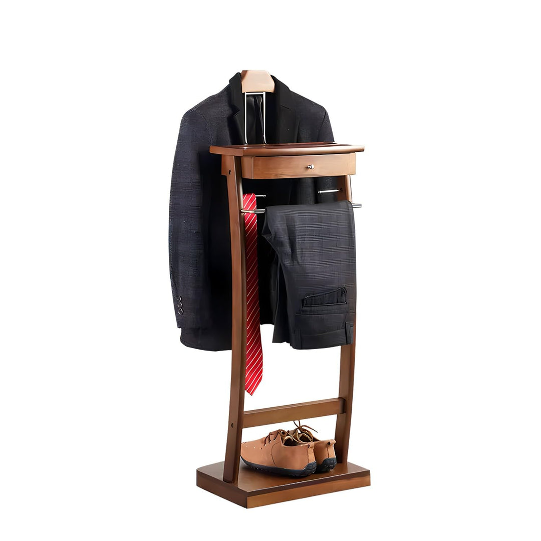 Stummer Diener aus Massiv Holz mit Schubladen, Herrendiener Stummer Diener Kleiderständer mit Tablet