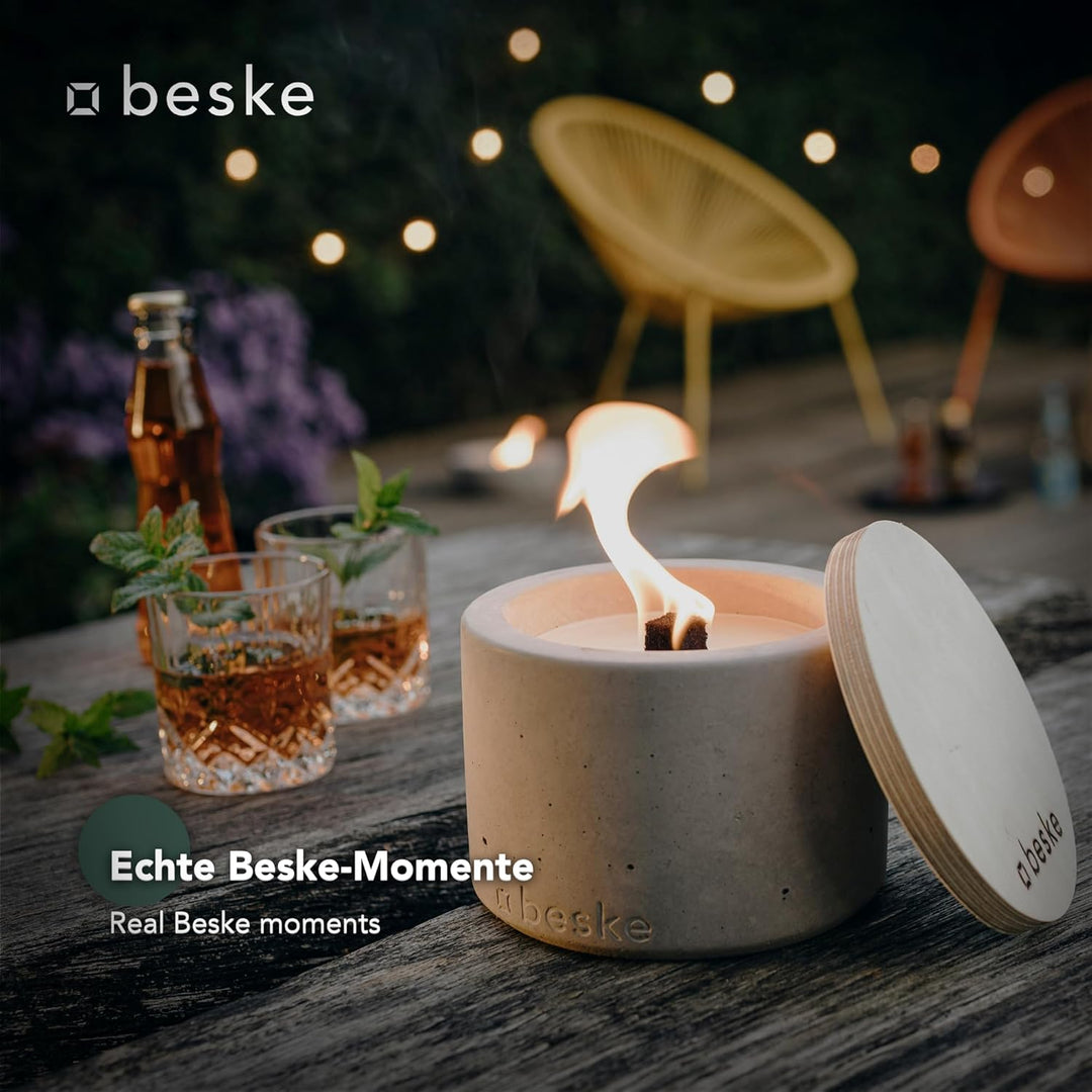 Betonfeuer® - DAS ORIGINAL | Modell 'Solo' | ⌀14 cm mit Dauerdocht | Premium Kerzenfresser Made in G