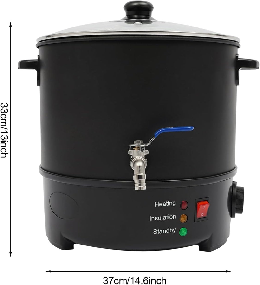 10L 1000W Elektrischer Wachsschmelzer - 201 Edelstahl mit Hahn, Deckel mit Entlüftung, Einstellbare