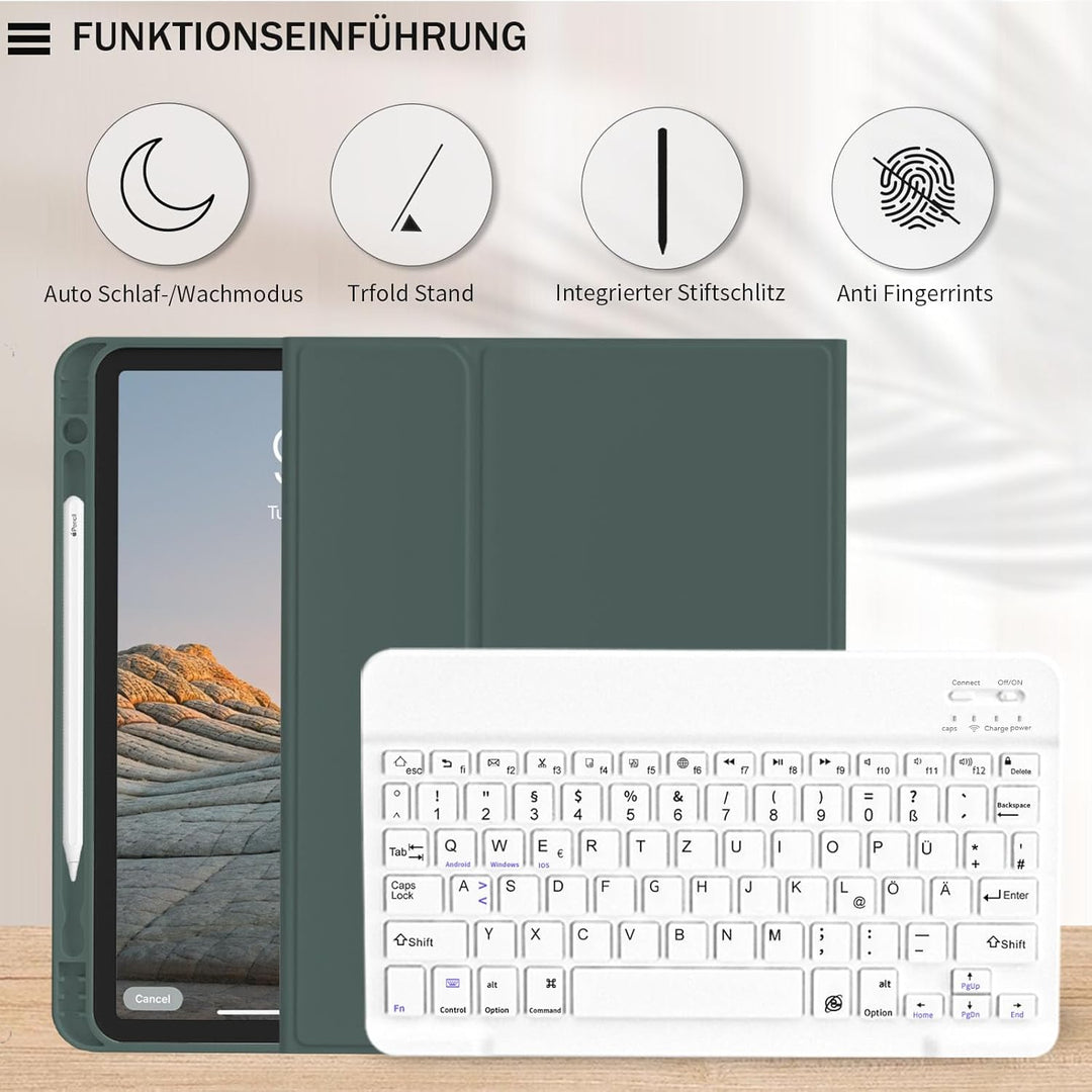 Hülle mit Tastatur für iPad Air 11 Zoll M4/M3/M2 (2026/2025/2024), iPad Air 5/4 Generation (2022/202