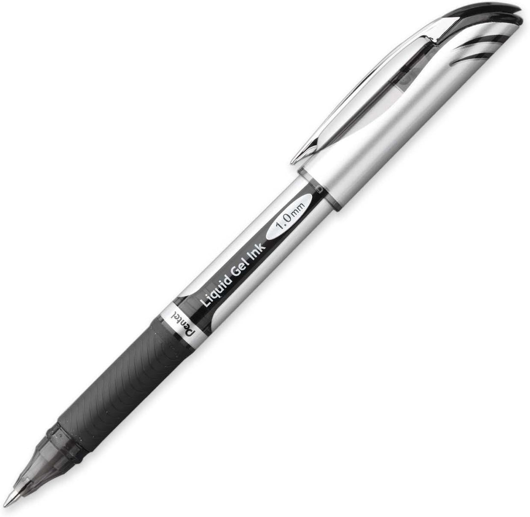 Pentel BL60-A Gel-Tintenroller EnerGel mit Kappe 1,0 mm, 12 Stück, schwarz, schwarz