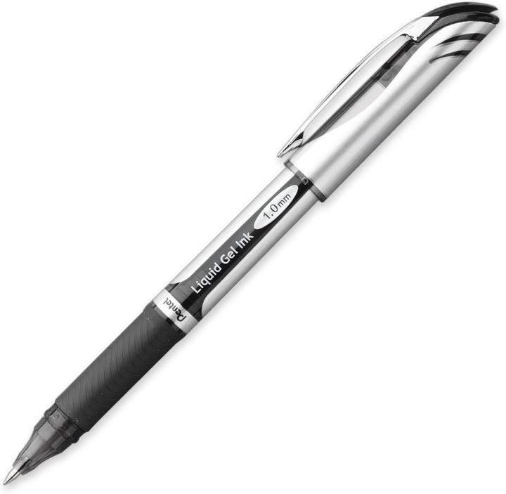 Pentel BL60-A Gel-Tintenroller EnerGel mit Kappe 1,0 mm, 12 Stück, schwarz, schwarz
